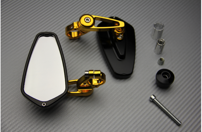 Pair of Bar End Rearview Mirrors with Small Adjustable Arms