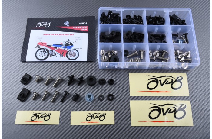 Kit de visserie AVDB spécifique pour carénages HONDA VFR 400 NC30 1989 - 1994