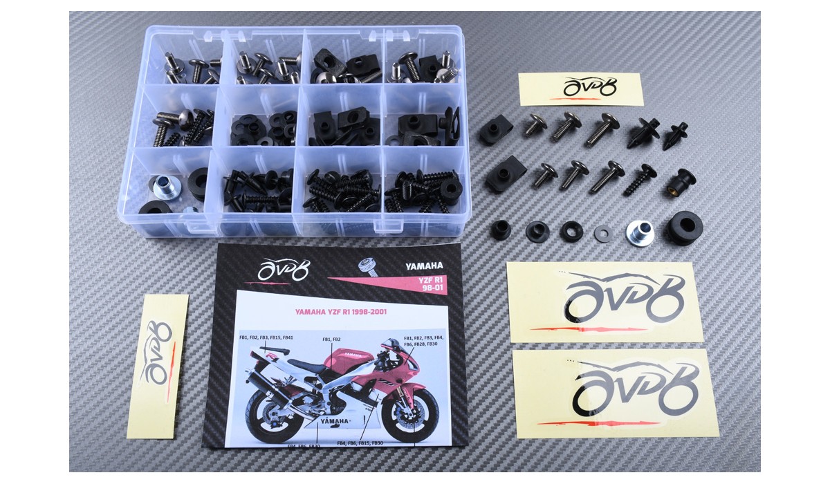 pour YZF 1000 R1 98 99 YZF1000 R1 1998 1999 Agrafes de fixation pour vis alu Bleu Argent LoveMoto Jeux de visserie complets pour car/énages moto
