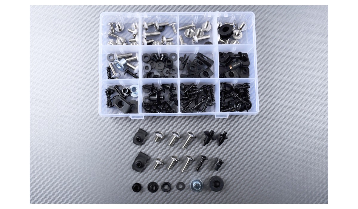 pour YZF 1000 R1 98 99 YZF1000 R1 1998 1999 Agrafes de fixation pour vis alu Bleu Argent LoveMoto Jeux de visserie complets pour car/énages moto