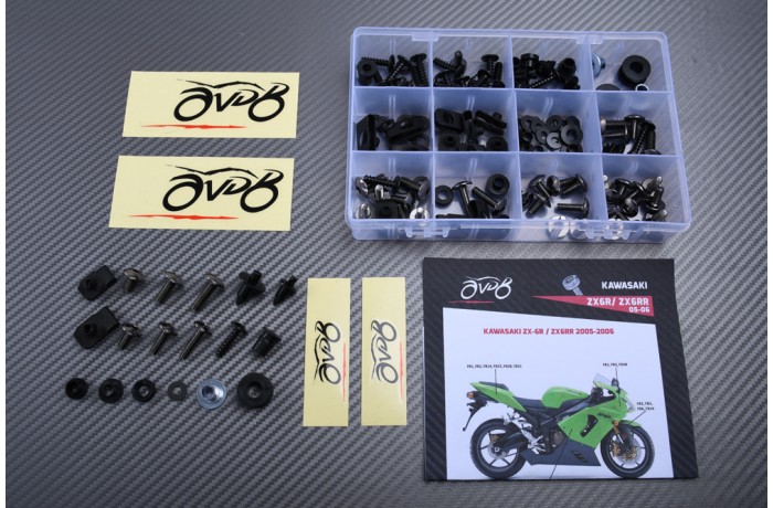 Kit de visserie AVDB spécifique pour carénages KAWASAKI ZX6R 636 / ZX6RR 2005 - 2006