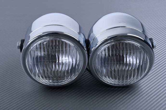 Adaptable Round double Headlight with Bulbs