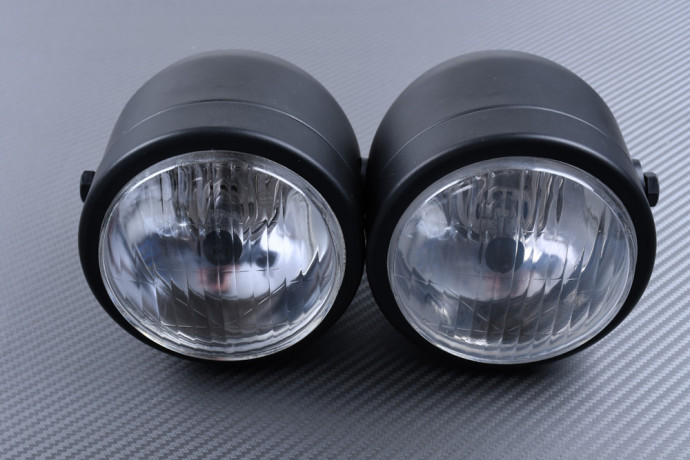 Adaptable Round double Headlight with Bulbs