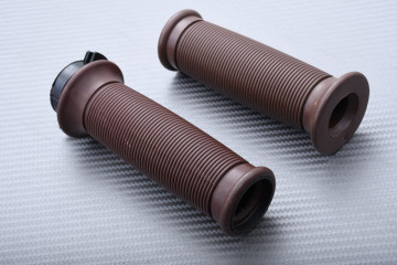 Pair of Brown Rubber Grips - Cafe Racer Design