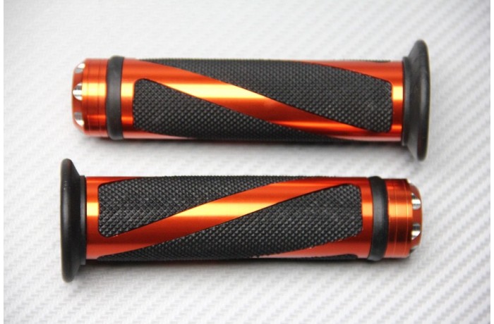 Pair of Aluminum and Rubber Handlebar Grips 22 / 24mm