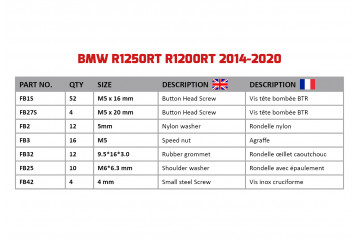 Kit de visserie AVDB spécifique pour carénages BMW R1200RT / R1250RT 2014 - 2020