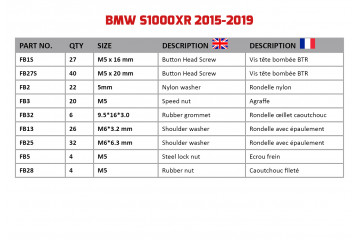 Kit de tornillos AVDB especifico para carenados BMW S1000XR 2015 - 2019