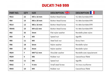 Kit de tornillos AVDB especifico para carenados DUCATI SBK 749 / 999 2003 - 2006