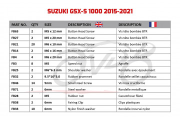 Kit de tornillos AVDB complementario para carenados SUZUKI GSXS 1000 2015 - 2021
