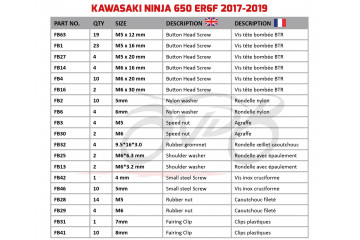 Spezifischer Schraubensatz AVDB für Verkleidungen KAWASAKI NINJA 650 R 2017 - 2024
