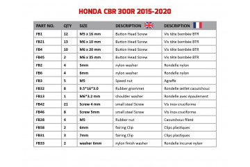 Kit viti AVDB specifico per Carena HONDA CBR 300R 2014 - 2020