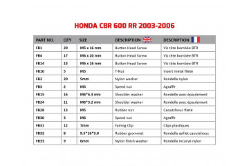 Kit de tornillos AVDB especifico para carenados HONDA CBR 600 RR 2003 - 2006