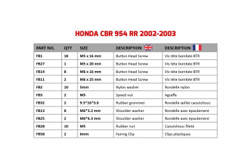 Kit viti AVDB specifico per Carena HONDA CBR 900 / 954 RR 2002 - 2003