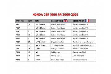 Kit de tornillos AVDB especifico para carenados HONDA CBR 1000 RR 2006 - 2007