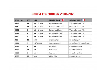 Kit de tornillos AVDB especifico para carenados HONDA CBR 1000 RR R / SP 2020 - 2024
