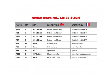 Kit viti AVDB specifico per Carena HONDA MSX 125 GROM 2013 - 2015