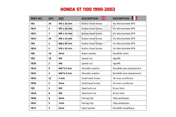 Kit de tornillos AVDB especifico para carenados HONDA Pan European ST 1100 1990 - 2002