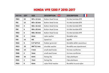 Kit de tornillos AVDB especifico para carenados HONDA VFR 1200 2010 - 2017