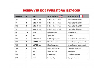 Kit de visserie AVDB spécifique pour carénages HONDA VTR 1000 F 1997 - 2006