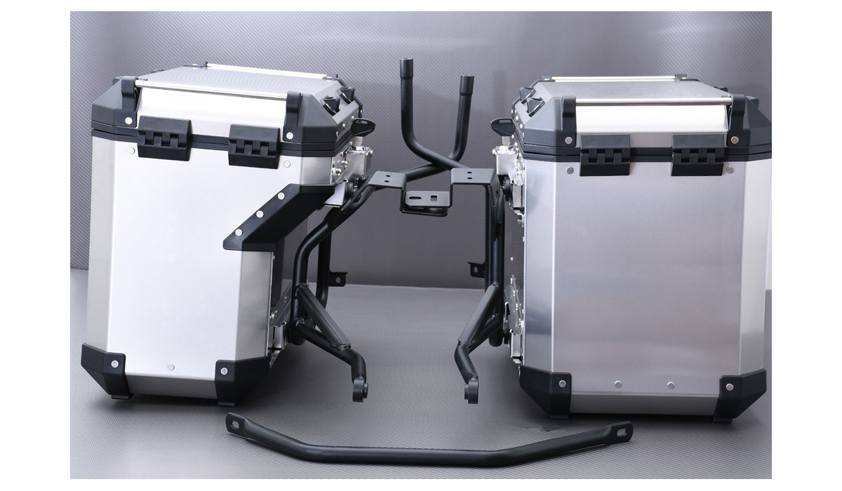 Coppia di valigie laterali 110L in alluminio kit di fissaggio