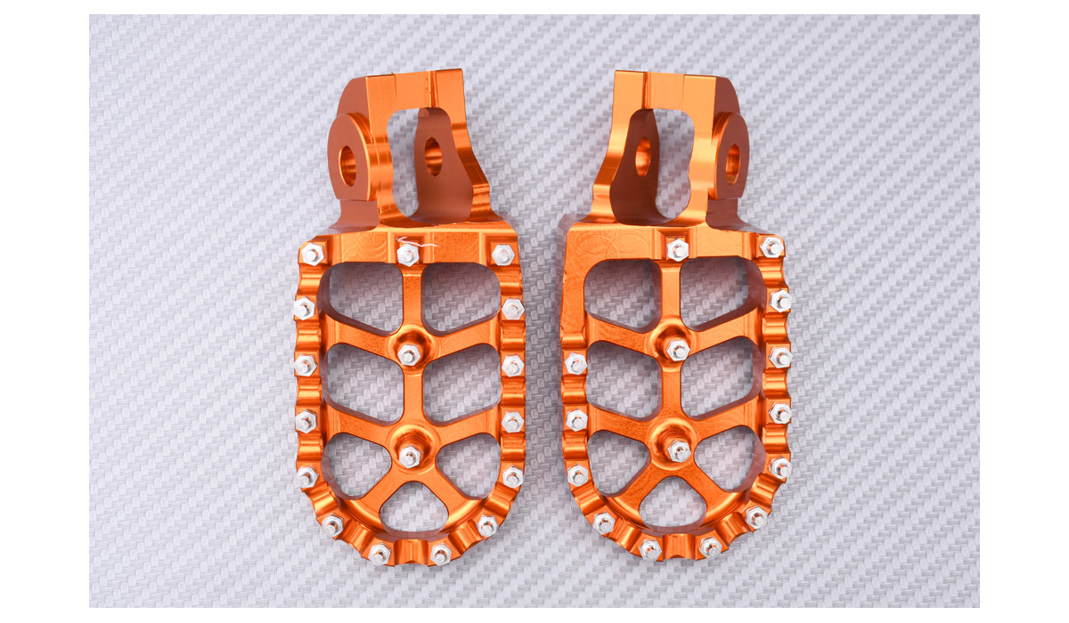 Pieds De Repose-pieds Larges Forgés Pour KTM EXC/EXCF/XCW 150-500 2024 - Aluminium Noir, Lot De 2