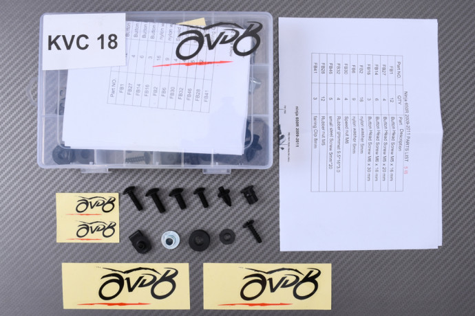 Kit de tornillos AVDB especifico para carenados KAWASAKI ER6F / NINJA 650 R 2009 - 2011