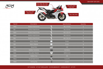 Spezifischer Schraubensatz AVDB für Verkleidungen HONDA CBR 600 F 2011 - 2015