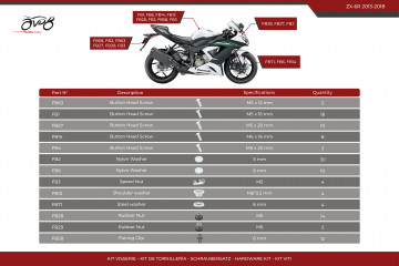 Spezifischer Schraubensatz AVDB für Verkleidungen KAWASAKI ZX6R 636 2013 - 2018