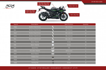 Kit de visserie AVDB spécifique pour carénages KAWASAKI ZX6R 636 2024 - 2025