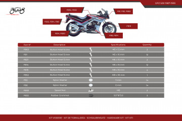 Kit de tornillos AVDB especifico para carenados KAWASAKI GPZ 500 S 1987 - 1993