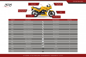 Kit viti AVDB specifico per Carena KAWASAKI GPZ 500 S 1994 - 2003