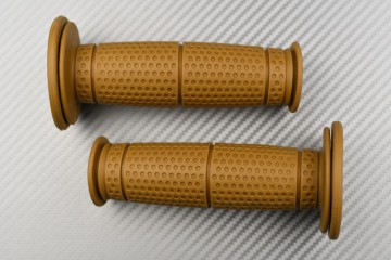 Pair of Brown Rubber Grips - Cafe Racer Design