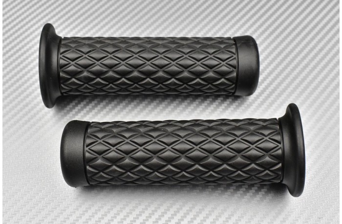 Paire de Poignées Caoutchouc Noires - Style Café Racer