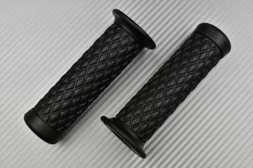 Paire de Poignées Caoutchouc Noires - Style Café Racer