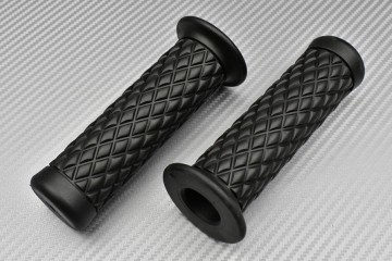 Paire de Poignées Caoutchouc Noires - Style Café Racer