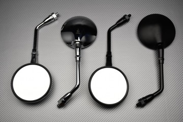 Pair of classic universal round rearview mirrors for naked bikes