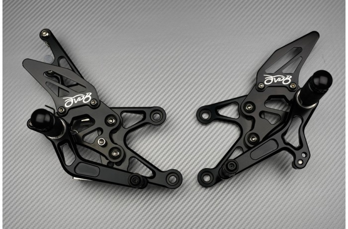 AVDB-Moto Pedane Arretrate Regolabili In Alluminio CNC Per YAMAHA YZF R1 RN19 (2007-2008) - Nero Con Personalizzazioni Colore